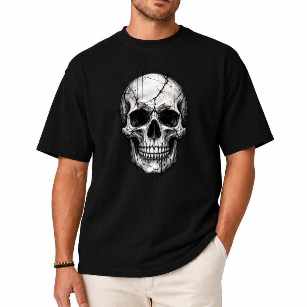 Skull Abstract Shirt, Skull Drawing Artwork Shirt, Gothic Skull